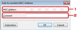 afbeelding: venster Toegankelijk MAC-adres toevoegen