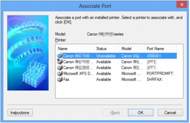Imagen: pantalla Asociar puerto