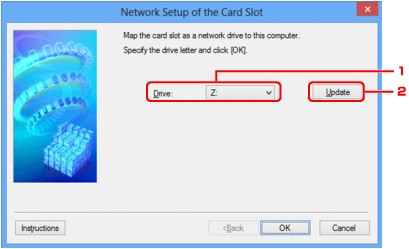 slika: zaslon Network Setup of the Card Slot