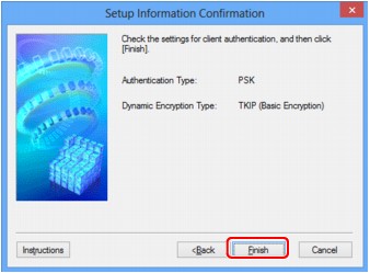 figure: Setup Information Confirmation screen