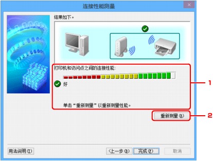 插图：“连接性能测量”屏幕