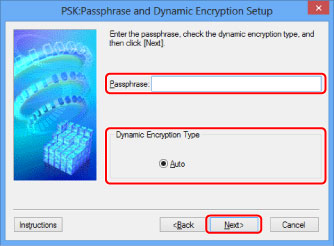 ภาพ: PSK:หน้าจอ 'ตั้งค่าวลีรหัสผ่าน' และ 'การเข้ารหัสแบบไดนามิก'