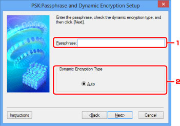 figure: PSK:Passphrase and Dynamic Encryption Setup screen