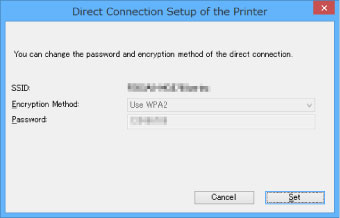 figure: Direct Connection Setup of the Printer screen
