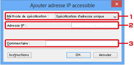 figure : écran Ajouter adresse IP accessible