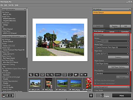 figura: Schermata principale di Print Studio Pro