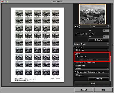 Imagen: ventana Impresión de patrón