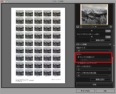 図：パターン印刷ウィンドウ