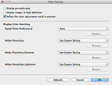 figure: Other Settings dialog