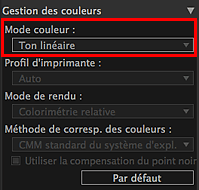 figure&nbsp;: zone des paramètres (Gestion des couleurs)