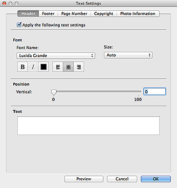 Imagen: cuadro de diálogo Configuración de texto