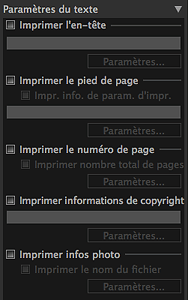 figure : paramètres du texte de la zone des paramètres (Mise en page)