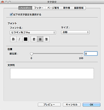 図：文字設定ダイアログ