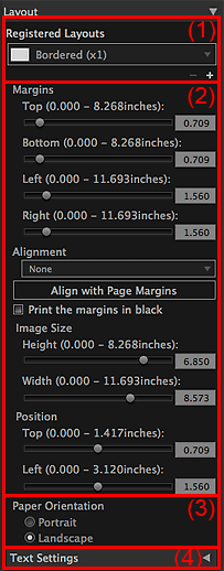 figure: Settings area (Layout)