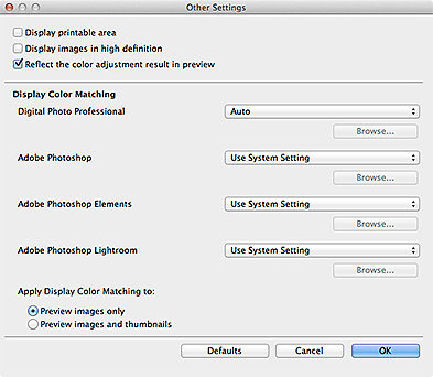 figure: Other Settings dialog