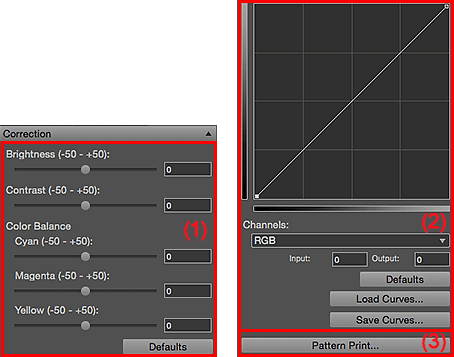 figure: Settings area (Correction)