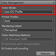 Imagen: Área Configuración (Administración del color)
