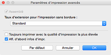 figure : Boîte de dialogue Paramètres d'impression avancés