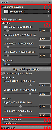 figure: Settings area (Layout)