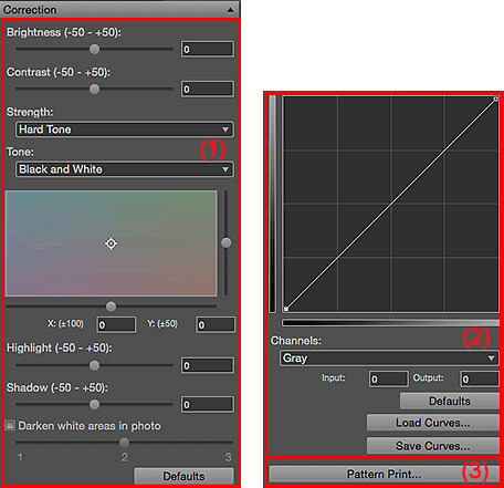 figure: Settings area (Correction)