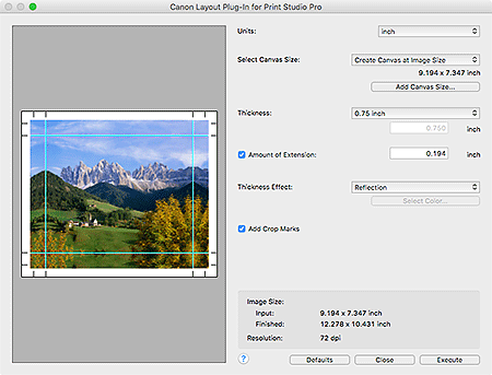 Imagen: Pantalla de Layout Plug-In for Print Studio Pro