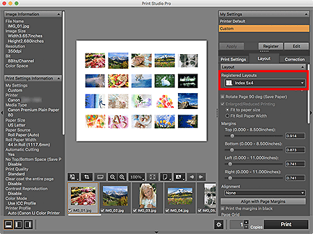 Canon : Inkjet Manuals : Print Studio Pro : Printing an Index