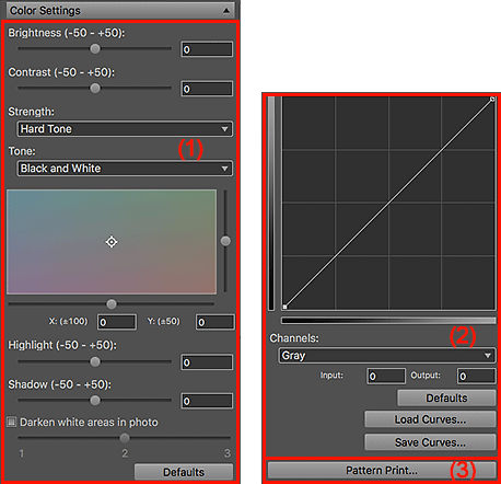 figure: Settings area (Color Settings)