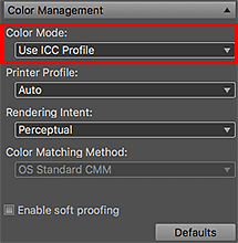 figure: Settings area (Color Management)