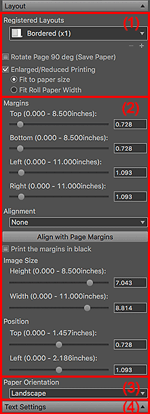 figure: Settings area (Layout)