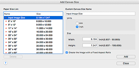 figure: Add Canvas Size dialog