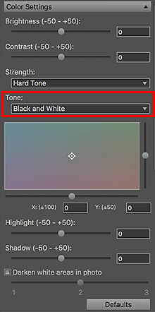 figure: Settings area (Color Settings)