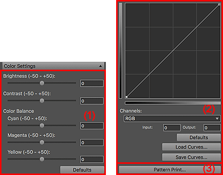 figure: Settings area (Color Settings)