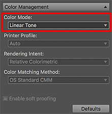 figure: Settings area (Color Management)