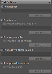 figure: Text Settings of Settings area (Layout)