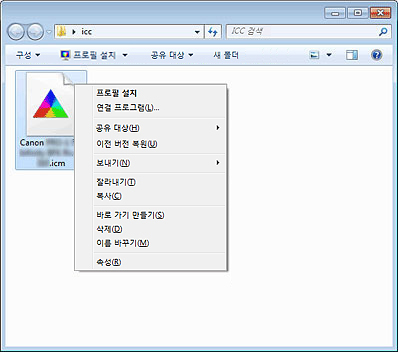 그림: 프로필 설치 화면