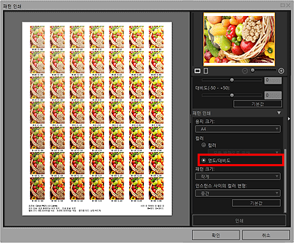 그림: [패턴 인쇄] 창