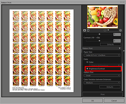 Imagen: ventana Impresión de patrón