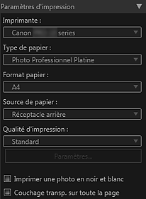 figure&nbsp;: zone des paramètres (Paramètres d'impression)