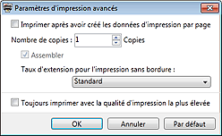 figure&nbsp;: boîte de dialogue Paramètres d'impression avancés