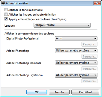 figure&nbsp;: boîte de dialogue Autres paramètres