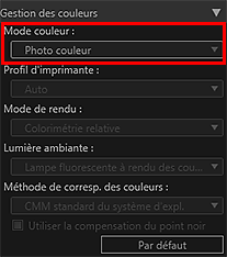 figure&nbsp;: zone des paramètres (Gestion des couleurs)