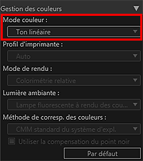 figure&nbsp;: zone des paramètres (Gestion des couleurs)