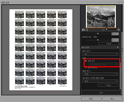 그림: [패턴 인쇄] 창
