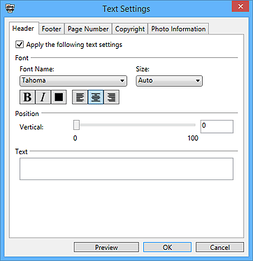 Imagen: cuadro de diálogo Configuración de texto