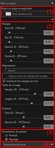 figure : zone des paramètres (Mise en page)