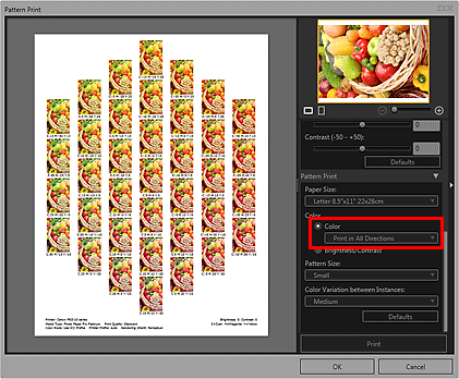 figure: Pattern Print window