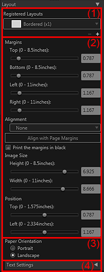 figure: Settings area (Layout)