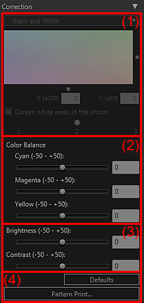 figure: Settings area (Correction)