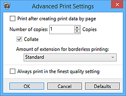 figure: Advanced Print Settings dialog box