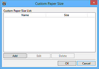 figure: Custom Paper Size dialog box